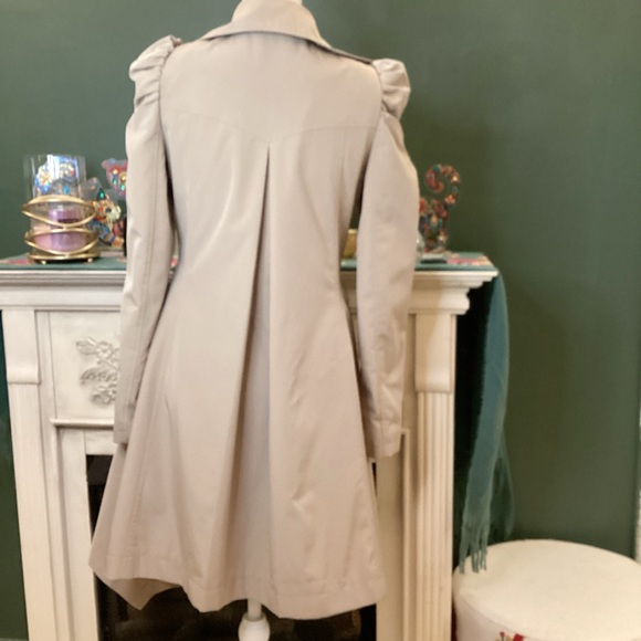 Jennifer Lopez Women Beige Double‎ Breasted Puff Sleeve Trench Coat XS - Picture 2 of 6